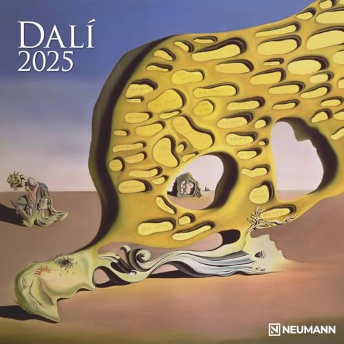 N NEUMANNVERLAGE - Dali 2025 Broschürenkalender, 30x30cm, Wandkalender mit ausgewählten Kunstwerken von Dli, internationalen Feiertagen und Mondphasen, viel Platz für Notizen von N NEUMANNVERLAGE
