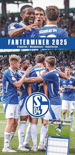 N NEUMANNVERLAGE - FC Schalke 04 2025 Fan-Timer, 22x45cm, Fußball-Familienplaner mit 5 Spalten und Motiven der Stars, Fan-Kalender mit Fußball-Highlights, Ferientermine und deutsches Kalendarium von N NEUMANNVERLAGE