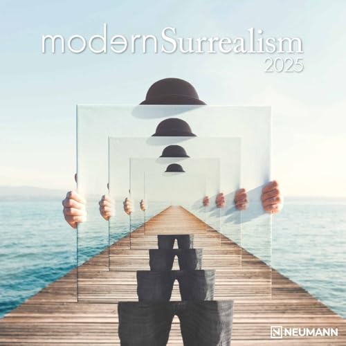 N NEUMANNVERLAGE - Modern Surrealism 2025 Broschürenkalender, 30x30cm, Wandkalender mit künstlerischen Abbildungen, Mondphasen, viel Platz für Notizen und internationale Feiertage/Kalendarium von N NEUMANNVERLAGE
