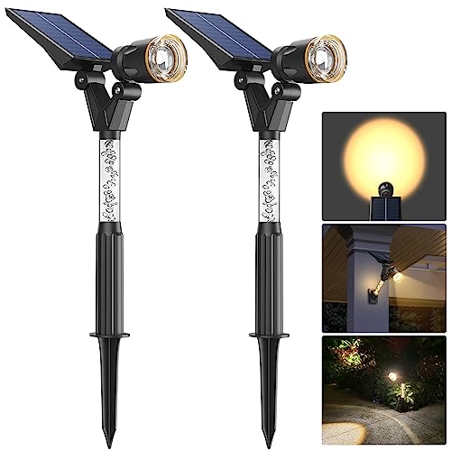 N NORA TWIPS Solarstrahler Für Außen,IP65 Solarlampen Für Außen,2pcs Warmweiß Solar Wegbeleuchtung, 2 Helligkeitsstufe gartenbeleuchtung,Auto-on/off für Hof, Rasen, Wege von N NORA TWIPS