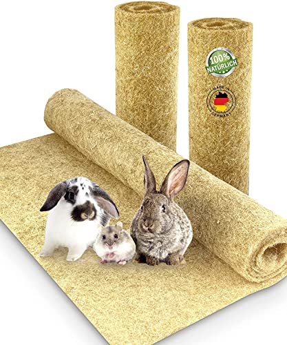 Nagerteppich aus 100% Hanf, 120 x 60cm, 5mm dick, Hanfteppich für alle Kleintiere, Hanfmatte Nagermatte Nager-Teppich Bodenabdeckung (12 Stück) von N Nagerteppich.de