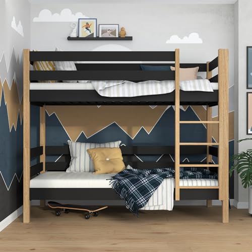 N-wood N01 Etagenbett, Kinderbett 100x200 cm, für 2 Kinder, 2 Leitermontageseiten, 2 getrennte Betten, abgerundete Kanten, Stabile Massivholzkonstruktion, Hochwertige Materialien, Schwarzeiche N-wood N01 Etagenbett, Kinderbett 100x200 cm, für 2 Kinder, 2 Leitermontageseiten, 2 getrennte Betten, abgerundete Kanten, Stabile Massivholzkonstruktion, Hochwertige Materialien, Schwarzeiche von N-wood