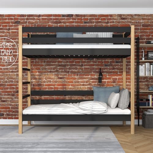 N-Wood N03 Etagenbett, Kinderbett 100x200 cm, für 2 Kinder, 2 Leitermontageseiten: Links oder rechts, sichere abgerundete Kanten, Stabile Massivholzkonstruktion, Hochwertige Materialien, Schwarzeiche N-Wood N03 Etagenbett, Kinderbett 100x200 cm, für 2 Kinder, 2 Leitermontageseiten: Links oder rechts, sichere abgerundete Kanten, Stabile Massivholzkonstruktion, Hochwertige Materialien, Schwarzeiche von N-Wood