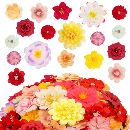 N&T NIETING 50 Stück Künstliche Blütenköpfe, Kunstblumen Deko Mini Seidenblumen Künstliche Blumen Fake Flowers für DIY Basteln Scrapbooking Hochzeit Party Home Handwerk von N&T NIETING