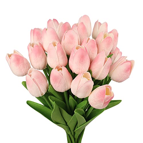 N&T NIETING 12 Stück künstliche Tulpenblumen, rosa Tulpen mit realistischem Touch, zum Selbermachen von Hochzeitssträußen, Valentinstag, Muttertag, Baby Shower, Heimdekoration von N&T NIETING
