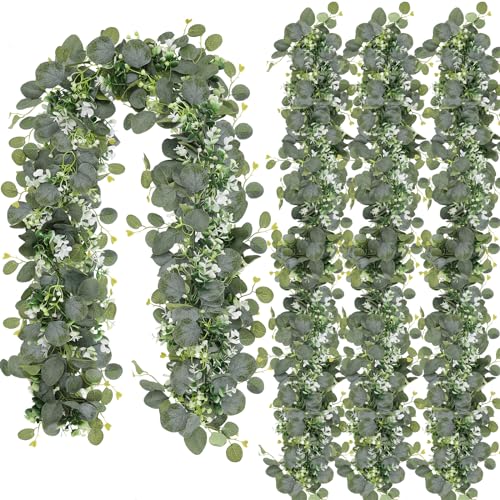 N&T NIETING 4 Stück Eukalyptus Girlande, Künstliche Pflanze 1,8m Hängend Grüne Blätter Deko von N&T NIETING