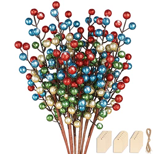 N&T NIETING Pack of 6 Berries Christmas Decoration, 38 cm Artificial Berries Decoration, Artificial Holly Berry Branches for Christmas Tree Decoration Crafts Wedding Holidays Winter Decoration von N&T NIETING