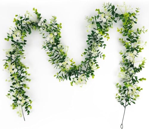 N&T NIETING 6FT Eukalyptus Girande mit Blumen, Künstliche Giranden Gefälschte Hängende Girande Blätter Grüne Girande für Hochzeit Hintergrund Bogen Wand Tisch Party Indoor Outdoor Dekor(1 Stück) N&T NIETING 6FT Eukalyptus Girande mit Blumen, Künstliche Giranden Gefälschte Hängende Girande Blätter Grüne Girande für Hochzeit Hintergrund Bogen Wand Tisch Party Indoor Outdoor Dekor(1 Stück) von N&T NIETING