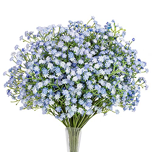 N&T NIETING Gypsophila Künstliche Blumen, 10 Stück Gypsophila Kunstblumen Schleierkraut Gefälschte Blumen Blumensträuße für Hochzeit Braut Party Home Decor (Blau) von N&T NIETING