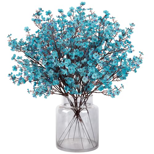 N&T NIETING Künstliche Blumen, 12 Stück Schleierkraut Künstlich Gypsophila Blumen für DIY Hochzeit Blumenstrauß Party Tisch Centerpieces Blumenarrangements Garten Party Home Dekoration(Pfauenblau) von N&T NIETING