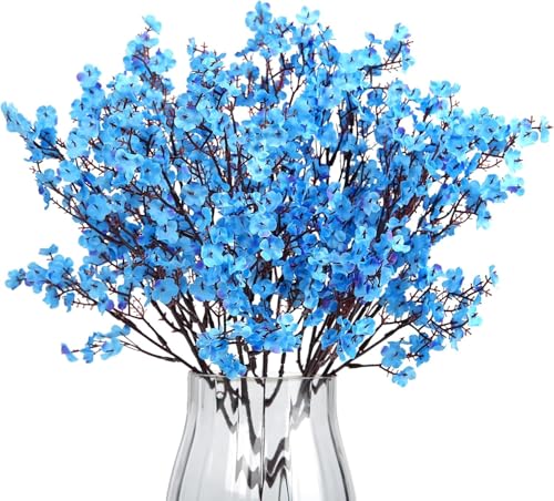 N&T NIETING Künstliche Blumen, 12 Stück Schleierkraut Künstlich Gypsophila Blumen für DIY Hochzeit Blumenstrauß Party Tisch Centerpieces Blumenarrangements Garten Party Home Dekoration(Blau) von N&T NIETING