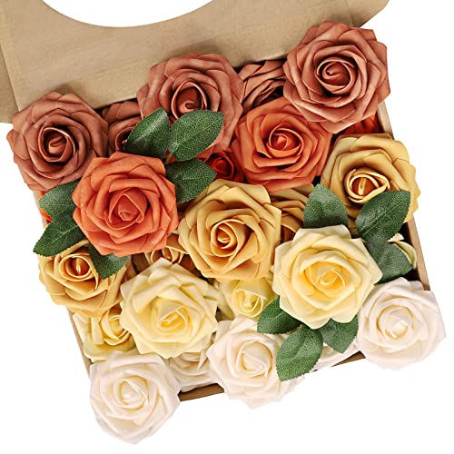 N&T NIETING Künstliche Blumen Rosen, 25 Stück Deko Blumen Fake Rosen mit Stielen, Valentinstag, Muttertag, Hochzeitsfeier, Babyparty, Zuhause Dekoration von N&T NIETING