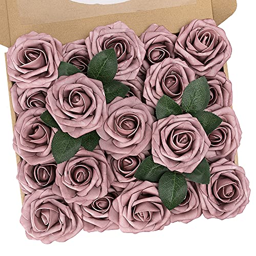 N&T NIETING Künstliche Blumen Rosen, 25 Stück Fake Rosen mit Stielen, Valentinstag, Muttertag, Hochzeitsfeier, Babyparty, Zuhause Dekoration von N&T NIETING