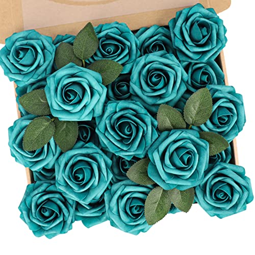 N&T NIETING Künstliche Blumen Rosen, 25 Stück Rosen Deko mit Stielen, Valentinstag, Muttertag, Hochzeitsfeier, Babyparty, Zuhause Dekoration von N&T NIETING