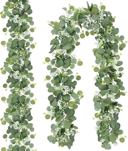 N&T NIETING Künstliche Eukalyptusblätter Girlande, 2 Stück 6Ft Greenery Reben Girlande mit weißen Blumen, hängende Ivy Girlande für Hochzeit Bogen Hintergrund Home Table Indoor Outdoor Decor N&T NIETING Künstliche Eukalyptusblätter Girlande, 2 Stück 6Ft Greenery Reben Girlande mit weißen Blumen, hängende Ivy Girlande für Hochzeit Bogen Hintergrund Home Table Indoor Outdoor Decor von N&T NIETING