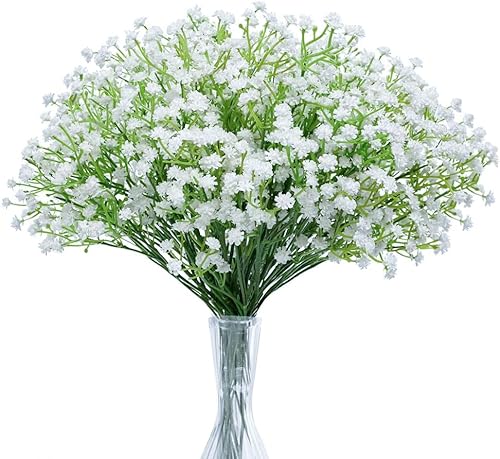 N&T NIETING Schleierkraut Künstliche Blumen, 10 Stück Schleierkraut Pflanzen Gypsophila Blumen für Hochzeit Brautsträuße Zuhause Basteln und Dekoration(Weiß) von N&T NIETING
