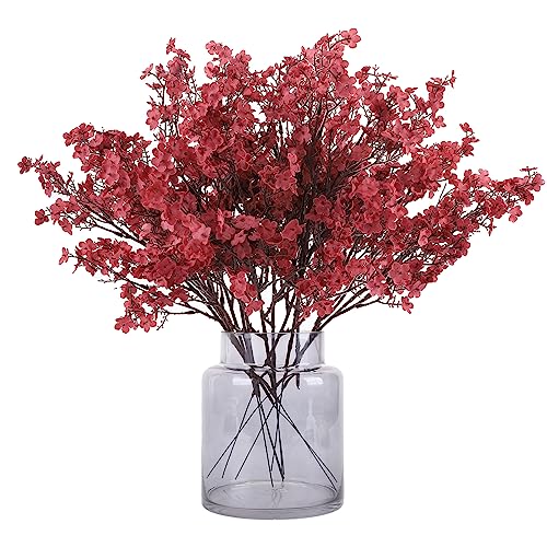 N&T NIETING künstliche Blumen, 12 Stück Schleierkraut künstlich Gypsophila Blumen für DIY Hochzeit Blumenstrauß Party Tisch Centerpieces Blumenarrangements und Home Frühling Dekoration（Carmine） von N&T NIETING