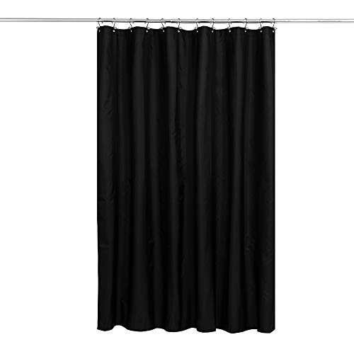 N&Y HOME Duschvorhang aus Stoff mit beschwerten Magneten, Blickdicht, schwarz, Duschvorhang für Badezimmer, maschinenwaschbar, wasserabweisend, Schwarz, 183 x 183 cm von N&Y HOME
