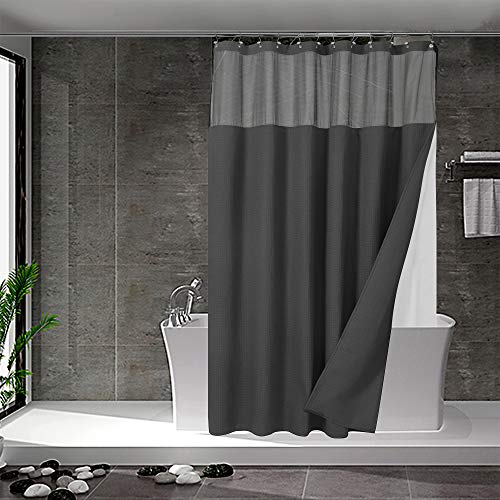 N&Y HOME Set aus Waffelgewebe-Duschvorhang extralang mit einknöpfbarem Innenfutter und 12 Haken, Hotel-Stil, Netzfenster Oben, maschinenwaschbar, 180,3 x 213,4 cm, Graphitgrau N&Y HOME Set aus Waffelgewebe-Duschvorhang extralang mit einknöpfbarem Innenfutter und 12 Haken, Hotel-Stil, Netzfenster Oben, maschinenwaschbar, 180,3 x 213,4 cm, Graphitgrau von N&Y HOME