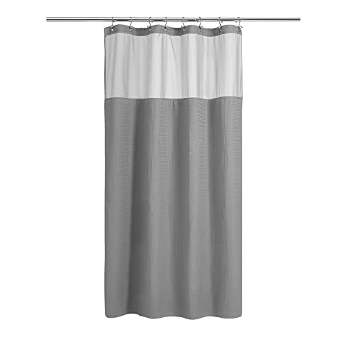 N&Y HOME Set aus Waffelgewebe-Duschvorhang mit einknöpfbarem Innenfutter und 12 Metallhaken, Duschkabinen-Größe, Hotel-Stil, Netzfenster oben, maschinenwaschbar, Grau, 121,9 x 182,9 cm N&Y HOME Set aus Waffelgewebe-Duschvorhang mit einknöpfbarem Innenfutter und 12 Metallhaken, Duschkabinen-Größe, Hotel-Stil, Netzfenster oben, maschinenwaschbar, Grau, 121,9 x 182,9 cm von N&Y HOME