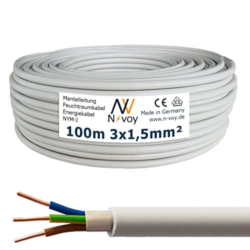 NYM-J 3x1,5 mm² 100m Mantelleitung Installationskabel Stromkabel nach DIN VDE 0250 M09 von N-voy