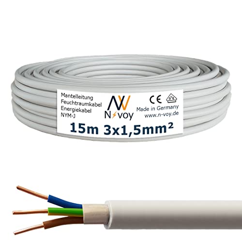 NYM-J 3x1,5 mm² 15m Mantelleitung Installationskabel Stromkabel nach DIN VDE 0250 M137 von N-voy