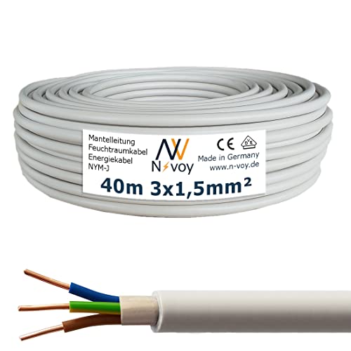 NYM-J 3x1,5 mm² 40m Mantelleitung Installationskabel Stromkabel nach DIN VDE 0250 M24 von N-voy