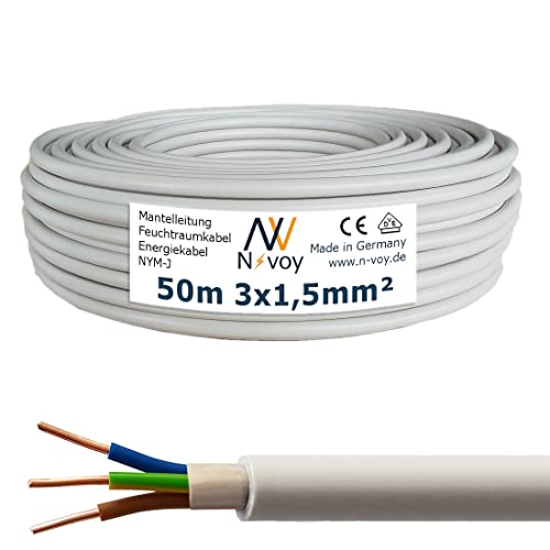 NYM-J 3x1,5 mm² 50m Mantelleitung Installationskabel Stromkabel nach DIN VDE 0250 M04 von N-voy