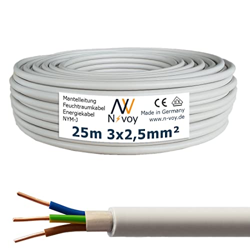 NYM-J 3x2,5 mm² 25m Mantelleitung Installationskabel Stromkabel nach DIN VDE 0250 M141 … von N-voy