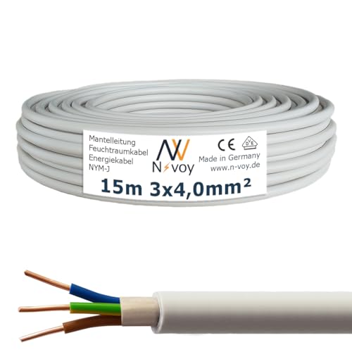 NYM-J 3x4,0 mm² 15m (Var.5-50m) Mantelleitung Installationskabel Stromkabel Elektrokabel Wärmepumpe M171 von N-voy