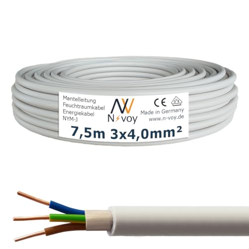 NYM-J 3x4,0 mm² 7,5m (Var.5-50m) Mantelleitung Installationskabel Stromkabel Elektrokabel Wärmepumpe M175 von N-voy