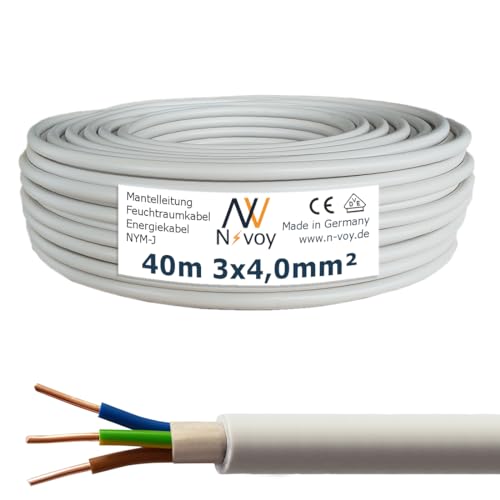 NYM-J 3x4,0 mm² 40m (Var.5-50m) Mantelleitung Installationskabel Stromkabel Elektrokabel Wärmepumpe M177 von N-voy