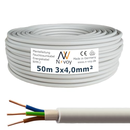 NYM-J 3x4,0 mm² 50m (Var.5-50m) Mantelleitung Installationskabel Stromkabel Elektrokabel Wärmepumpe M178 von N-voy