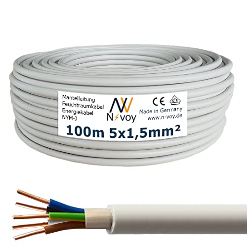 NYM-J 5x1,5 mm² 100m Mantelleitung Installationskabel Stromkabel nach DIN VDE 0250 M15 von N-voy