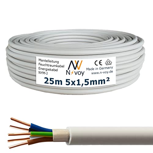NYM-J 5x1,5 mm² 25m Mantelleitung Installationskabel Stromkabel nach DIN VDE 0250 M147 von N-voy