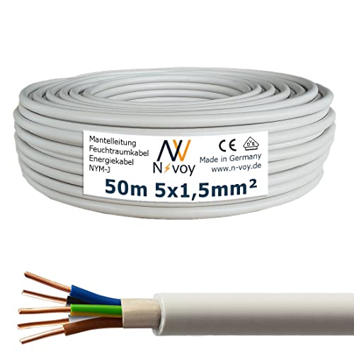 NYM-J 5x1,5 mm² 50m Mantelleitung Installationskabel Stromkabel nach DIN VDE 0250 M14 von N-voy