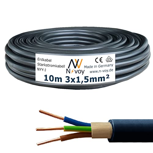 NYY-J 3x1,5 mm² 10m Erdkabel Starkstromkabel in Beton Erdreich nach DIN VDE 0276 M40 von N-voy