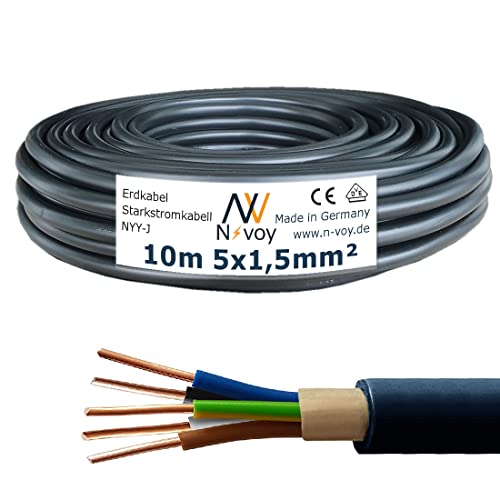 NYY-J 5x1,5 mm² 10m Erdkabel Starkstromkabel in Beton Erdreich nach DIN VDE 0276 M55 von N-voy