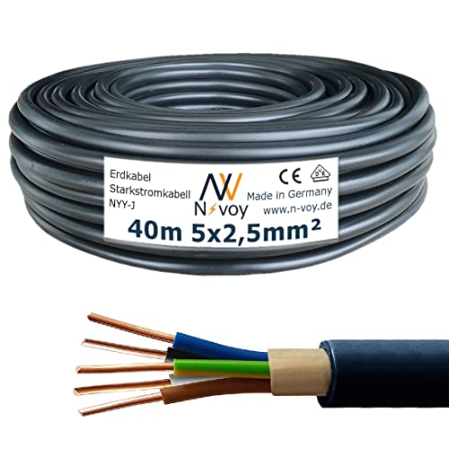 NYY-J 5x2,5 mm² 40m Erdkabel Starkstromkabel in Beton Erdreich nach DIN VDE 0276 M51 von N-voy