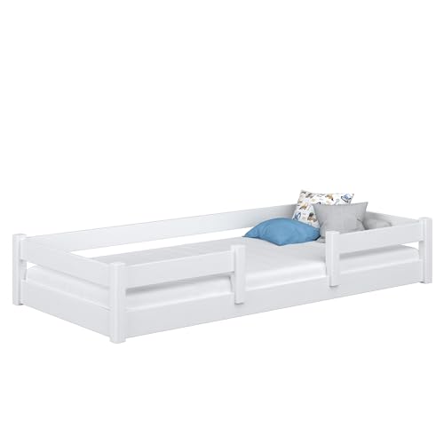 N-wood N01 Bodenbett 80x180 aus Massivholz, Montessori Bett, Kinderbett niedrig mit abnehmbaren Rausfallschutz, Lattenrost im Set, Tagesbett Funktion, Handgefertigt, Weiß N-wood N01 Bodenbett 80x180 aus Massivholz, Montessori Bett, Kinderbett niedrig mit abnehmbaren Rausfallschutz, Lattenrost im Set, Tagesbett Funktion, Handgefertigt, Weiß von N-wood