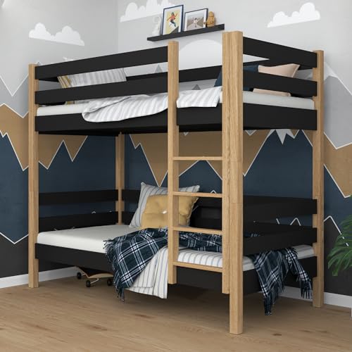 N-wood N01 Etagenbett, Kinderbett 120x200 cm, für 2 Kinder, 2 Leitermontageseiten, 2 getrennte Betten, abgerundete Kanten, Stabile Massivholzkonstruktion, Hochwertige Materialien, Schwarzeiche N-wood N01 Etagenbett, Kinderbett 120x200 cm, für 2 Kinder, 2 Leitermontageseiten, 2 getrennte Betten, abgerundete Kanten, Stabile Massivholzkonstruktion, Hochwertige Materialien, Schwarzeiche von N-wood