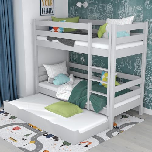 N-wood N01 Etagenbett mit Ausziehbett 90x200 cm, Kinderbett Holz mit 2 getrennten Betten Funktion, 2 Leitermontageseiten, sichere abgerundete Kanten, Hochwertige und umweltfreundliche Lacke, Grau N-wood N01 Etagenbett mit Ausziehbett 90x200 cm, Kinderbett Holz mit 2 getrennten Betten Funktion, 2 Leitermontageseiten, sichere abgerundete Kanten, Hochwertige und umweltfreundliche Lacke, Grau von N-wood