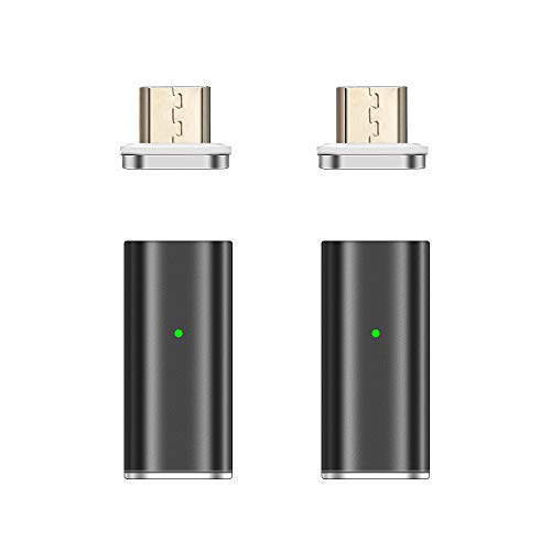 NetDot Gen10 Magnetisch Schnelllademikro Micro-USB(weiblich) zu Micro-USB(männlich) Adapter Konverter für Android Smartphones (2 Pack schwarz) von N. NETDOT