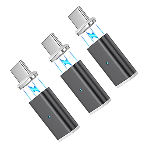 NetDot Gen10 Magnetisch Schnelllademikro USB-C(weiblich) zu USB-C(männlich) Adapter für Android Smartphones (3 Pack schwarz) von N. NETDOT