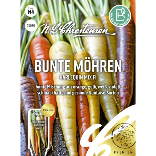 Bunte Möhren Bunte Harlequin Mix F1,bunte Mischung aus orange, gelb, weiß, violett, Samen, Saatgut, 01030-apog von N.L.Chrestensen
