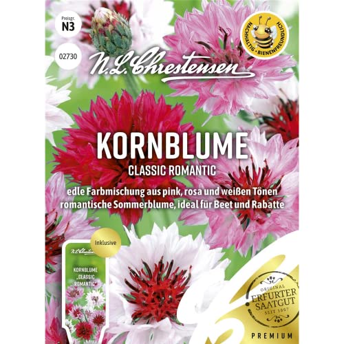 Kornblume Classic Romantic, edle Farbmischung aus pink, rosa und weißen Tönen, bienenfreundlich, Samen von N.L.Chrestensen