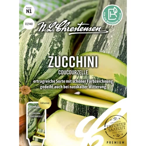 Zucchini Coucourzelle, ertragreiche Sorte mit schöner Farbzeichnung, Samen von N.L.Chrestensen