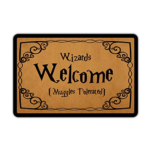 Fußmatte für den Eingangsbereich, Motiv: Wizards Welcome Muggles Tolerated, lustige Fußmatte für drinnen und draußen, 60 x 40 cm von N/