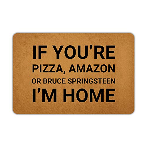 Fußmatte mit Aufschrift "If You're Pizza Amazon or I'm Home", rutschfeste Gummi-Fußmatte, für drinnen und draußen, 60 x 40 cm (B x L) von /N
