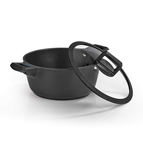 N8WERK Aluguss-Kochtopf in der Midnight Edition | 24 cm | Farbwechsel-Temperaturanzeige | Deckel mit Silikon-Umrandung | Für alle Herdarten geeignet, auch Induktion | 3-Fach Ilag-Ultimate Versiegelung N8WERK Aluguss-Kochtopf in der Midnight Edition | 24 cm | Farbwechsel-Temperaturanzeige | Deckel mit Silikon-Umrandung | Für alle Herdarten geeignet, auch Induktion | 3-Fach Ilag-Ultimate Versiegelung von N8WERK